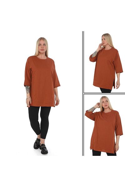 elma abone Plus Size Combed Cotton Tunic