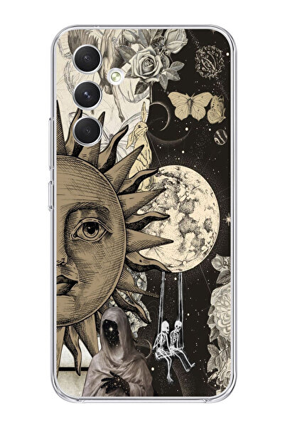 moonset Samsung Galaxy A34 Uyumlu Ay ve Güneş Tasarımlı Baskılı Şeffaf Telefo...