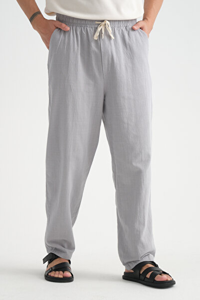 Redline Pantaloni confortabili pentru bărbați, cu aspect de in, cu picioare l...