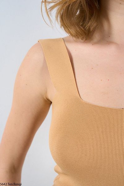 Ladyone Women's Square Collar Strap Knitwear Tank Top Standard