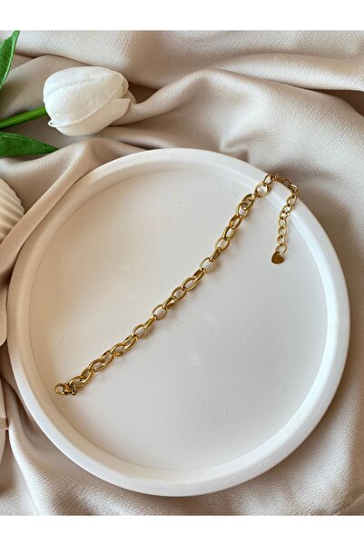 DIYECA Halka Zincir Gold Çelik Bileklik