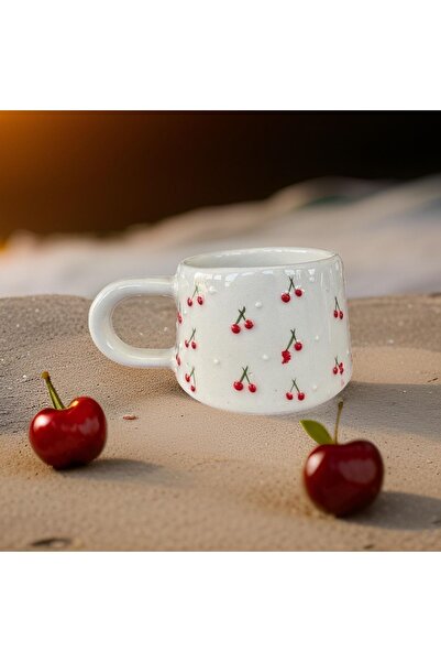Çiporcal Seramik El Işçiliği Klasik Bayb Kiraz Mug Kupa Bardak
