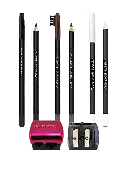 Nofella 4'lü Set Beyaz Göz Kalemi + Siyah Göz Kalemi + Kahverengi Kaş Kalemi + Açacak