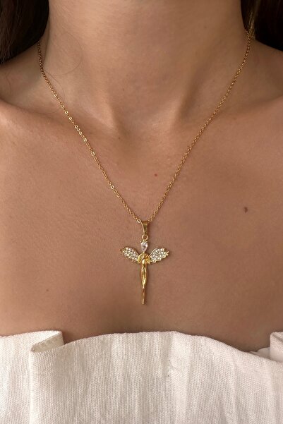 Okko Store Çelik Zincirli Taşlı Melek Kolye