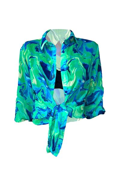 Bolder Jasmine Green Batik Pattern Beach Shirt