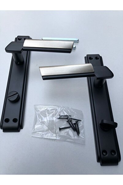 İyem Luxury Linda Mirrored Door Handle (WC - Bathroom) Matte Black - Satin Opening with Right Hand