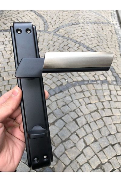 İyem Luxury Linda Mirrored Door Handle (WC - Bathroom) Μαύρο ματ - Σατέν αριστερό άνοιγμα