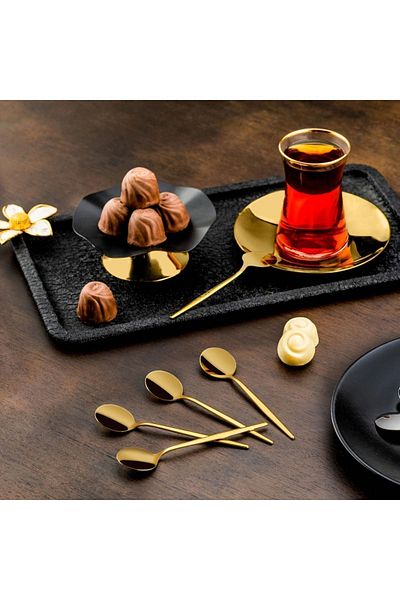 ÖZLİFE Mess 6-Piece Tea Spoon Titanium Gold