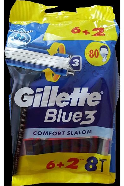 Gillette Blue3 Comfort Slalom - 8 Shaving Razors, 3 Pack