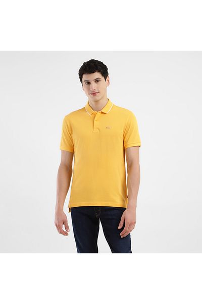 Levi's Men's Yellow Plain Collared Short Sleeve Polo T-Shirt