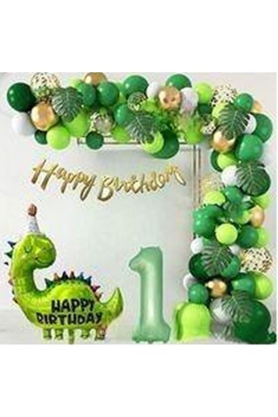 DÜVENCİ TİCARET DÜVENCİ Happy Birthday Yazılı Dinozor folyo balonlu doğum gün...