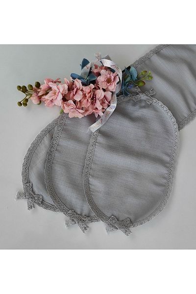 sarra 3-Piece Etamine Embroiderable Bow Room Set - Gray