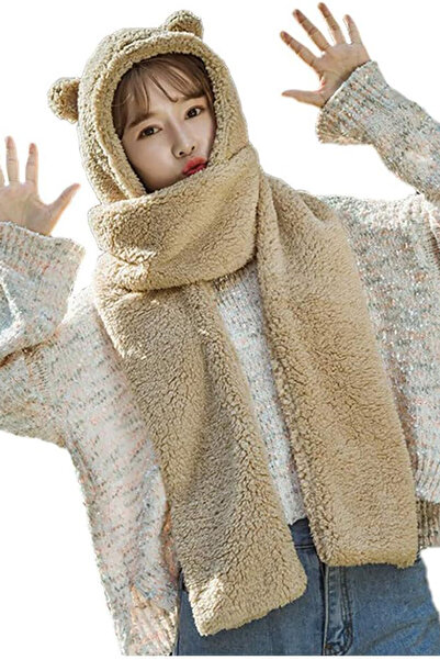 Nurnivus Women's Welsoft Fleece - Hoodie, Plush Beanie Scarf, Windproof Ear Hat