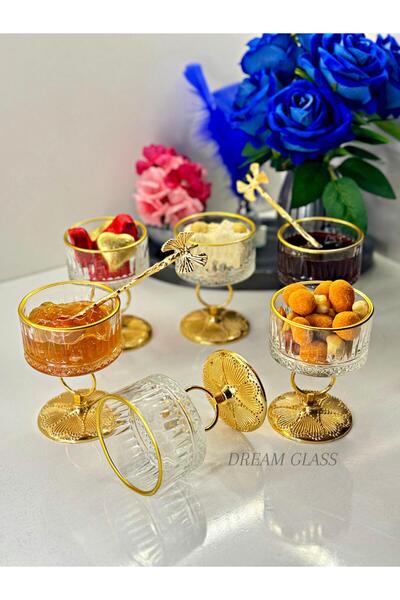 Dream glass GOLD AYAKLI 6 KİŞİLİK LOKUMLUK & REÇELLİK & ÇEREZLİK