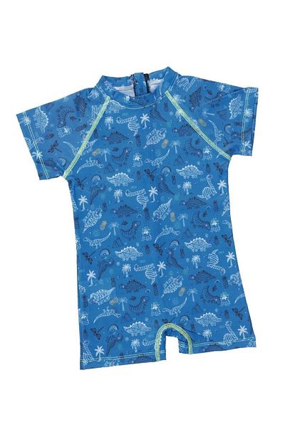 pistyle Boy's Dinosaur Patterned +40 Factor Sun Uv Dried Navy Blue Jumpsuit Swimsuit