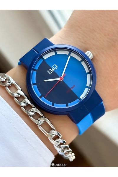Q&Q Navy Blue / Pink Silicone Cord (10ATM) Women's Wristwatch Bracelet - Suitable for Pool Sea