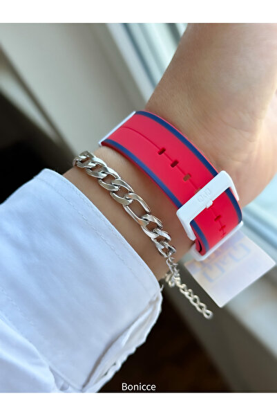 Q&Q Red Brand Women's Silicone Cord Wristwatch and Bracelet - Suitable for Pool and Sea (10Atm)