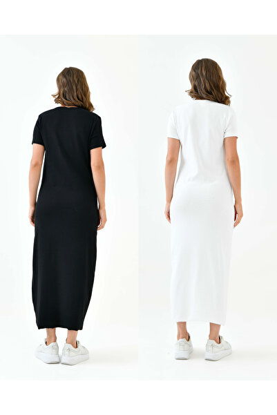 mirach Ασπρόμαυρο εσώρουχο 2 συσκευασιών με κοντό μανίκι με λαιμόκοψη - φόδρα