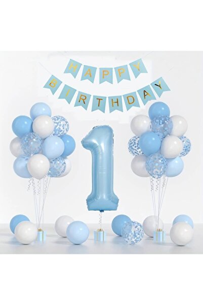 parti hediye sepeti 34 Parça İlk Doğum Günü Süsleme Seti
