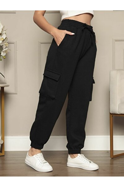 FİTGO Černá dámská tepláková souprava Cargo Pocket