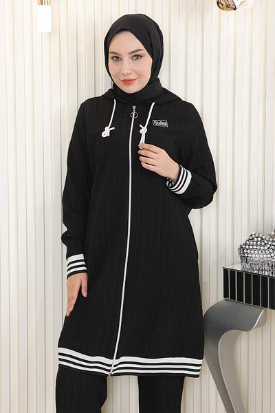 Herita Geripptes Set mit Reißverschluss Lila 10405