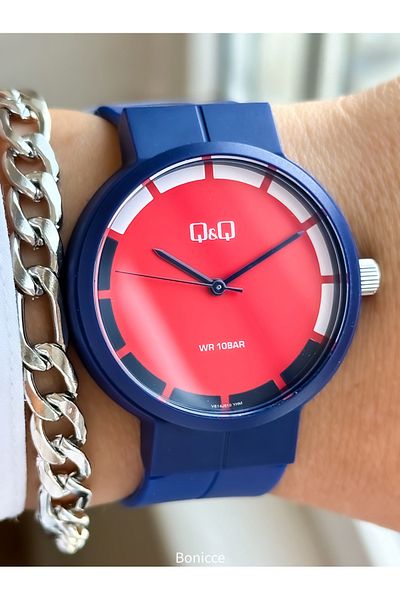 Q&Q Dark Blue Color Silicone Band, 10 Bar Water Resistant (Suitable for Pool and Sea Use) Wristwatch