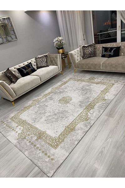 LİMAY Velvet Fabric Decorative Sponge Free Carpet Cover - Washable Practical Large Size 250cmx350cm