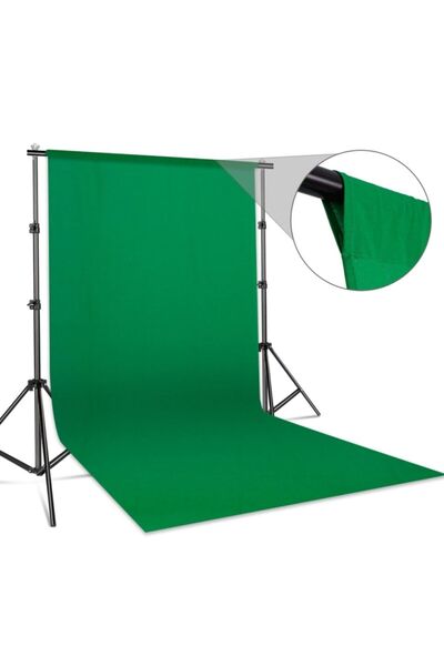 Lens Chromakey - Green Screen - Greenbox Yeşil Fon Perde (2x2 M) + Fon Standı