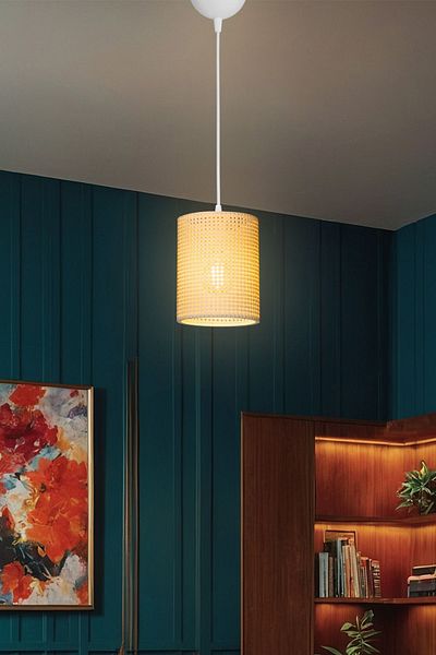 AG LightDesign Modern Stylish Lamp Wicker Patterned White Pendant Lamp - Chandelier Living Room Bedroom Kitchen