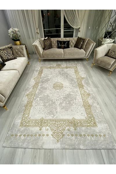 LİMAY Velvet Fabric Decorative Sponge Free Carpet Cover - Washable Practical Large Size 250cmx350cm
