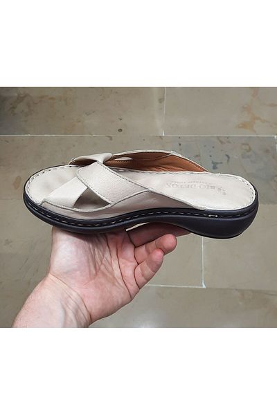 BELOX Women's Inner-Outer Genuine Leather Orthopedic Massage Sole Crossbody Slippers