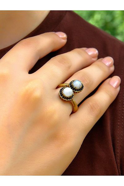 esha Adjustable Natural Stone Ring - euy25ay