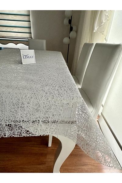 LİMAY 1. Grade PVC Yarn Patterned Non-Perforated Tablecloth - Erasable and Stain Resistant