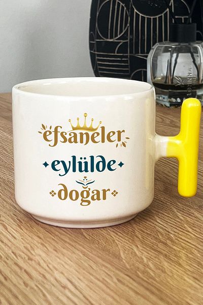 Hedizu Legends Are Born in September Mug Cup with t Handles Yellow Spike Sign Birthday Gift