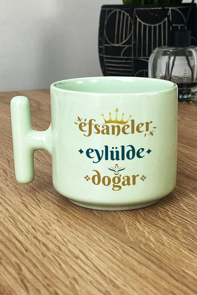 Hedizu Legends Are Born in September Pastel T-Handle Mug Green Spike Sign Birthday Gift