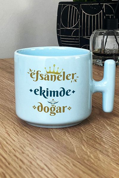 Hedizu Legends Are Born in October Pastel t Handle Mug Cup Blue Libra Sign Birthday Gift