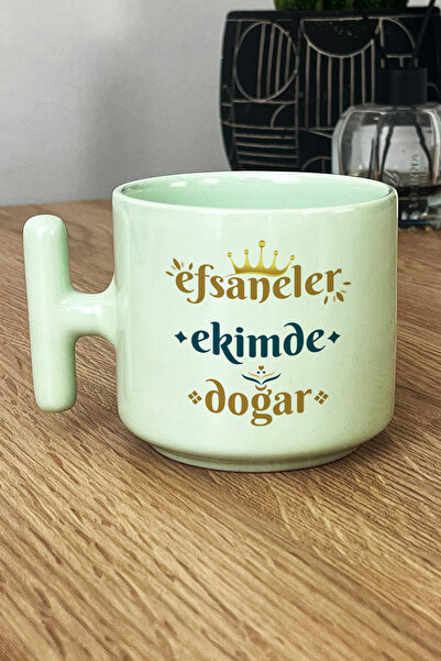 Hedizu Legends Are Born in October Pastel t Handle Mug Cup Green Scales Sign Birthday Gift