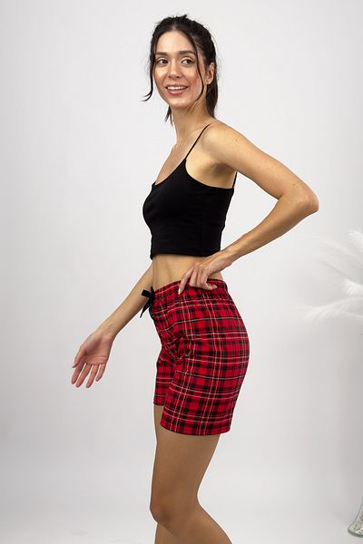 Betimoda 100% Cotton Women's High Waist Four Seasons Shorts Pajamas Red Black