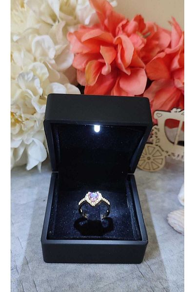 HKN AVM ACCESSORİES Adjustable Cut - Lighted and Purple Stone Ring Gift