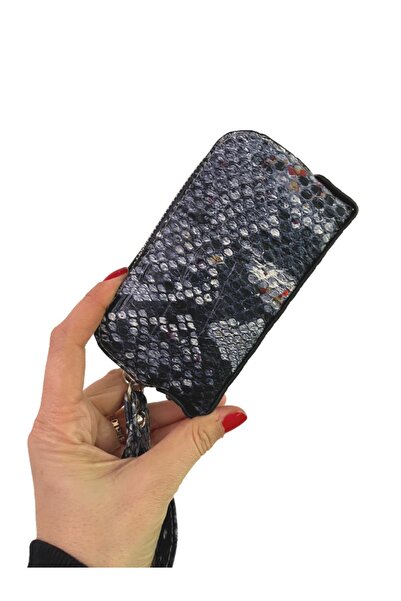 Pinkylola Make -up Model Gri Lacivert Baskılı Suni Deri Cüzdan & Makyaj Çanta...