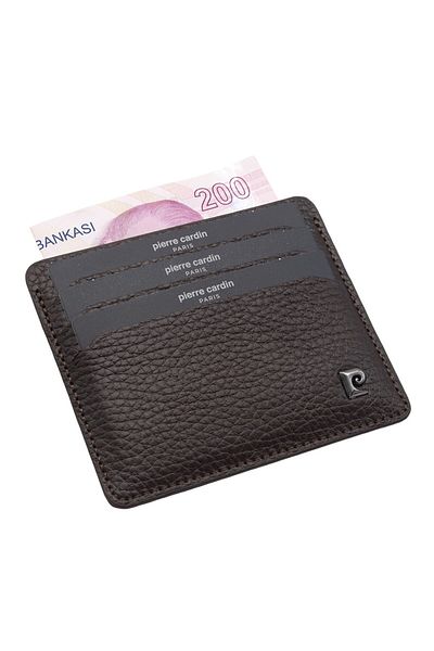 Pierre Cardin Unisex Brown Floater Leather Card Holder - 046A42