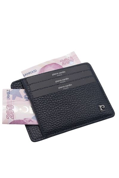 Pierre Cardin Unisex Navy Blue Leather Floater Card Holder - 0422A38