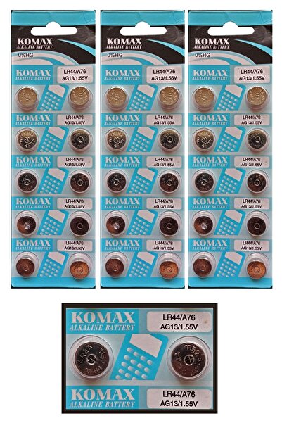 komax Ag13 Lr44h 357a A76 Sr44sw 1.5 V 30 Adet Alkalin Pil