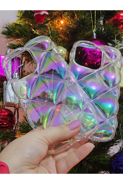 pengraph design for idea iPhone 14 Pro Max Crystal Diamond Pattern Transparent Gradient Silicone Case