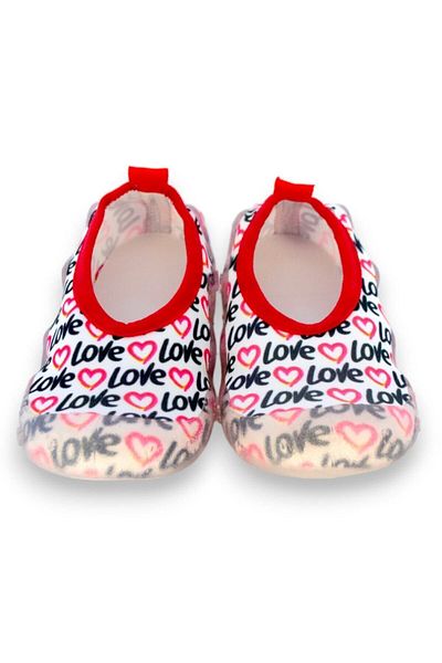 First Step Pantofi de mare cu talpă anti-alunecare pentru fete cu inimă scrisă Love-F-7029