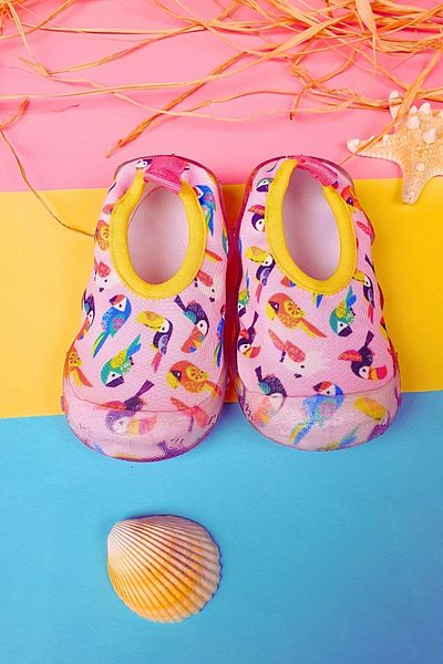 First Step Pantofi de mare cu talpă anti-alunecare pentru fete cu model roz, F-7000