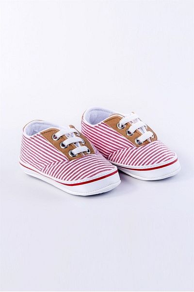 First Step Red Striped Baby Girl Booties First Step Shoes