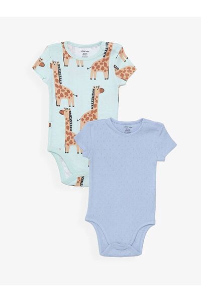 LC Waikiki LCW baby Baskılı Bisiklet Yaka Kısa Kollu Erkek Bebek Çıtçıtlı Bod...