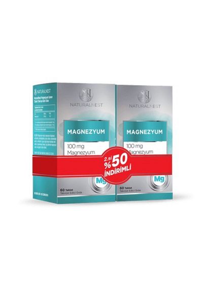 Naturalnest Naturalnest Magnesium 100 Mg 60 Tablets 2 Pieces