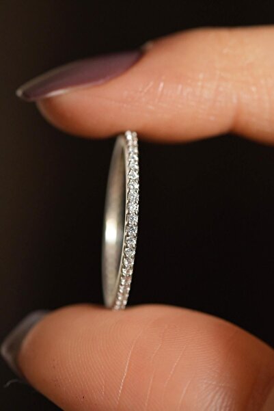 Roza Silver Şık Zirkon Taşlı Tamtur 925 Ayar Gümüş Kadın Yüzük